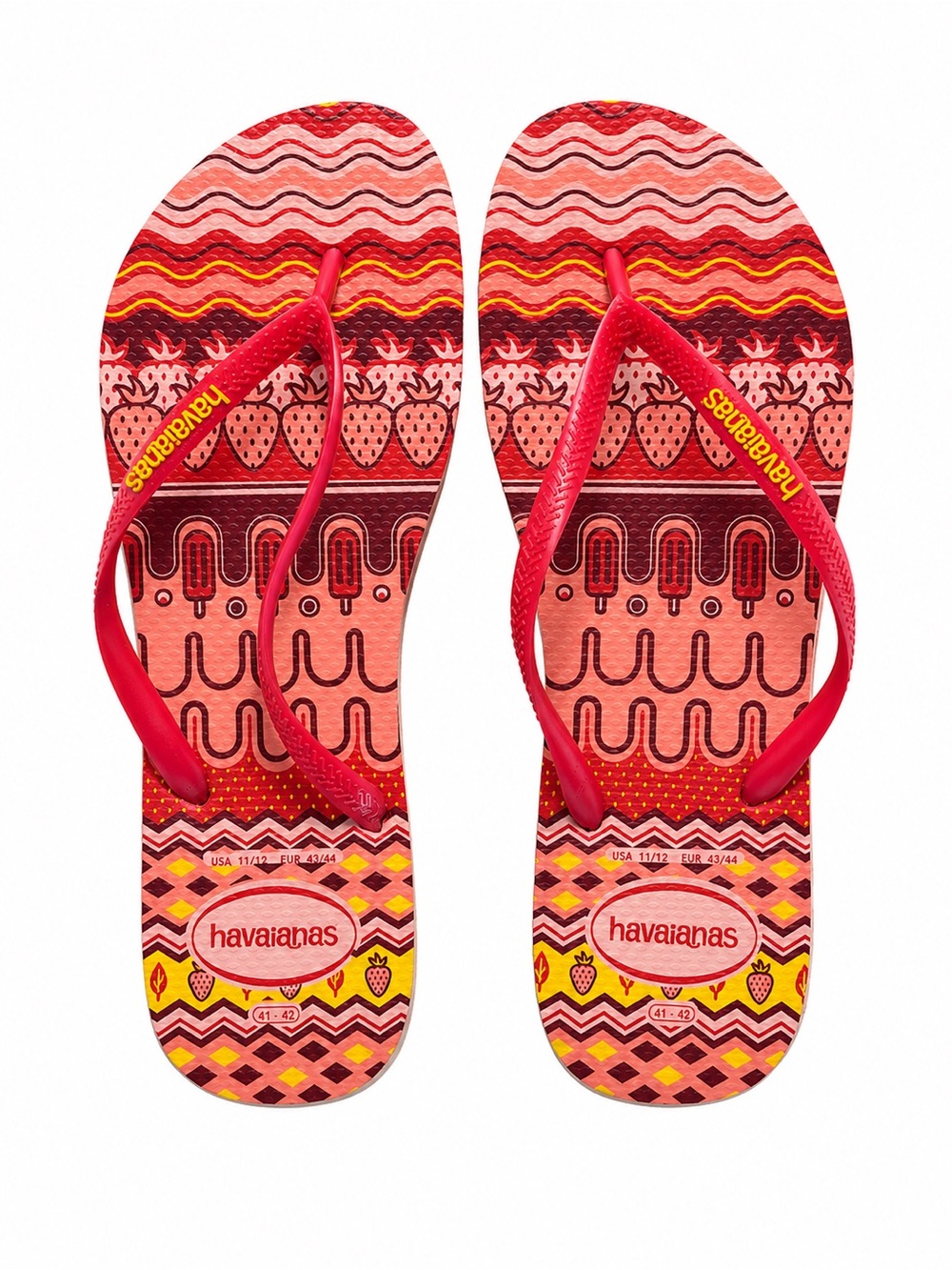 Havaianas Red and Yellow popsicle fruit Patterned Flip Flops 41/42